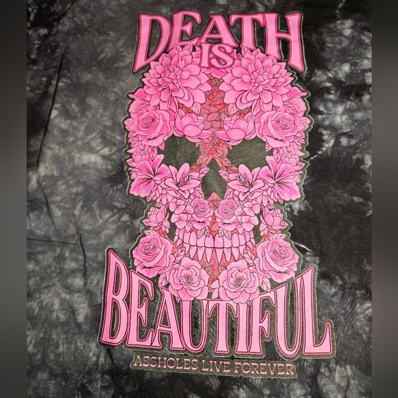 Assholes live forever death is beautiful skull and roses tie dye graphic tee - Picture 4 of 7